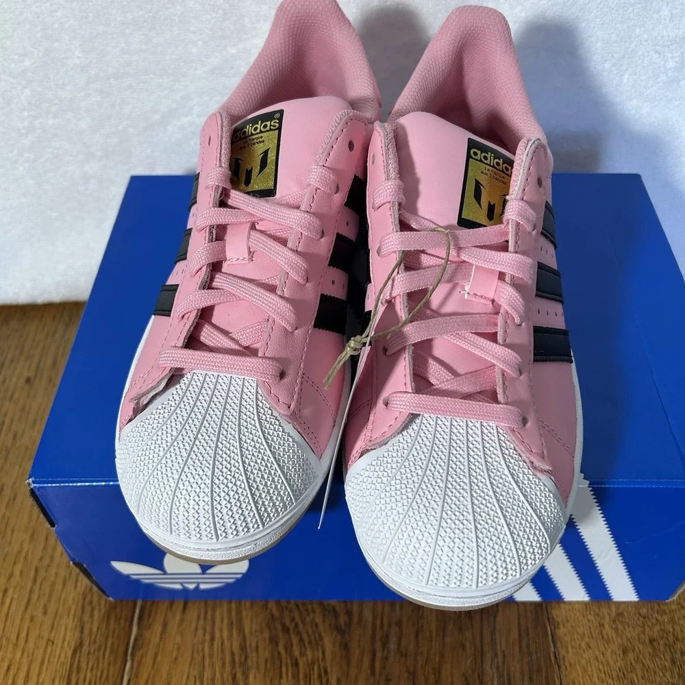 Adidas Womens Size 8 Superstar Messi Inter Miami CF JR1520 Pink Black Shoes